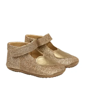 Chaussons Beginners Ballerina Heart Gold Glitter
