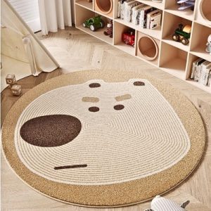 Tapis d'Éveil Bébé Ours Doux Moelleux avec Bordures Rembourrées